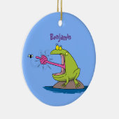 Funny Frosch und Fliege Cartoon Keramik Ornament (Rechts)