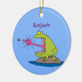 Funny Frosch und Fliege Cartoon Keramik Ornament (Links)