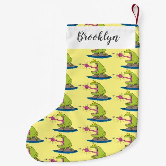 Funny Frosch und Fliege Cartoon Kleiner Weihnachtsstrumpf (Rückseite)