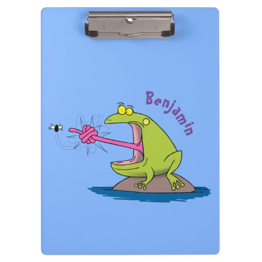 Funny Frosch und Fliege Cartoon Klemmbrett (Vorderseite)