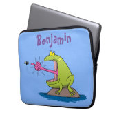 Funny Frosch und Fliege Cartoon Laptopschutzhülle (Vorderseite Links)