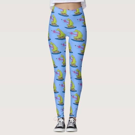 Funny Frosch und Fliege Cartoon Leggings (Vorderseite)