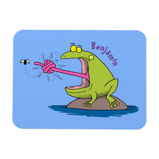 Funny Frosch und Fliege Cartoon Magnet (Horizontal)