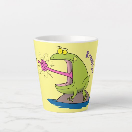 Funny Frosch und Fliege Cartoon Milchtasse (Vorderseite)