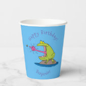 Funny Frosch und Fliege Cartoon Pappbecher (Rückseite)
