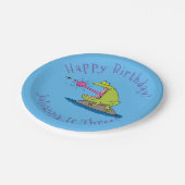 Funny Frosch und Fliege Cartoon Pappteller (Schrägansicht)