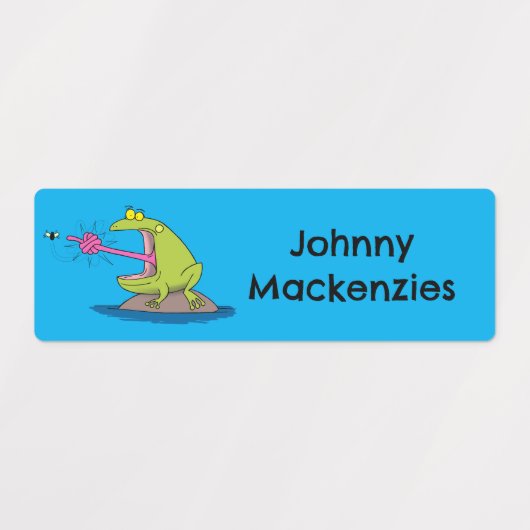 Funny Frosch und Fliege Cartoon personalisiert Etiketten (Design 2)