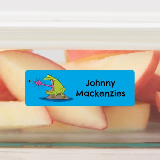 Funny Frosch und Fliege Cartoon personalisiert Etiketten (Befestigt)