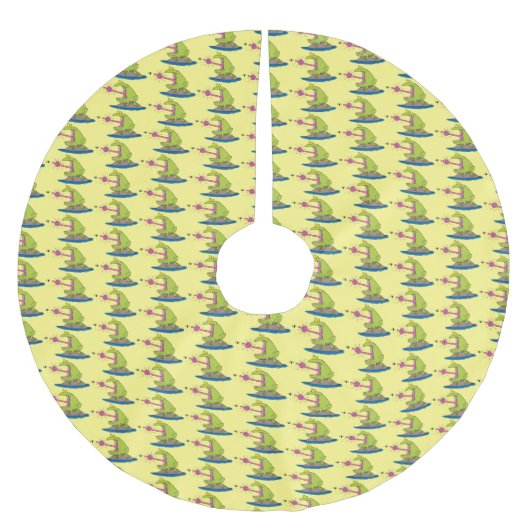 Funny Frosch und Fliege Cartoon Polyester Weihnachtsbaumdecke (Vorderseite)