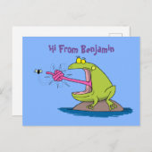 Funny Frosch und Fliege Cartoon Postkarte (Vorne/Hinten)