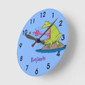 Funny Frosch und Fliege Cartoon Runde Wanduhr (Winkel)