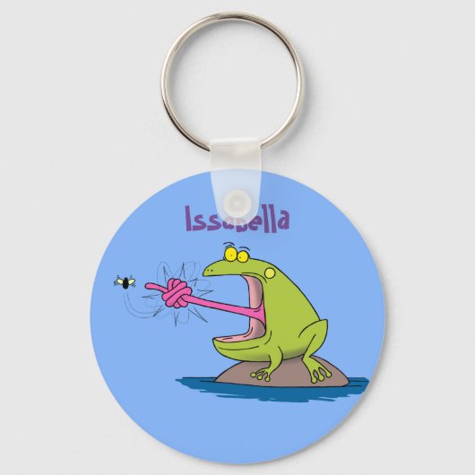 Funny Frosch und Fliege Cartoon Schlüsselanhänger (Vorderseite)