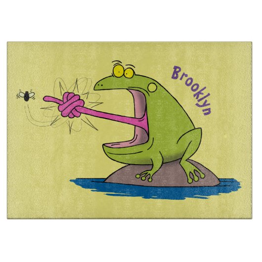 Funny Frosch und Fliege Cartoon Schneidebrett (Vorderseite)