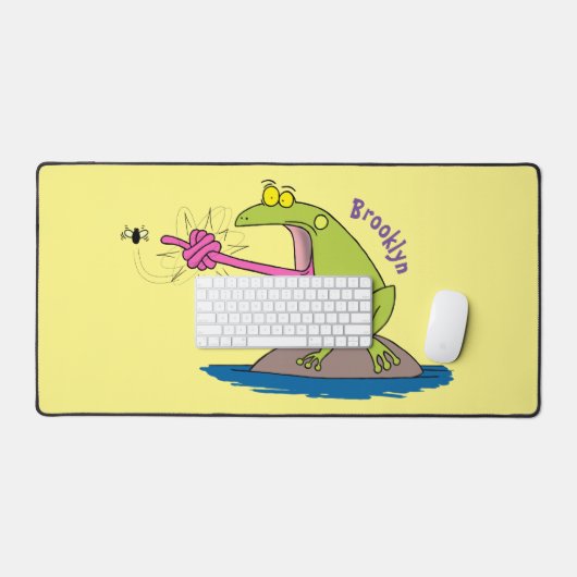 Funny Frosch und Fliege Cartoon Schreibtischunterlage (Tastatur & Maus)