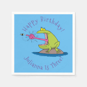 Funny Frosch und Fliege Cartoon Serviette