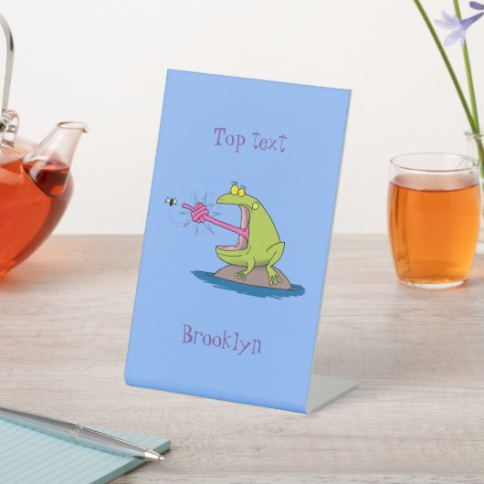 Funny Frosch und Fliege Cartoon Sockelschild (In SItu)