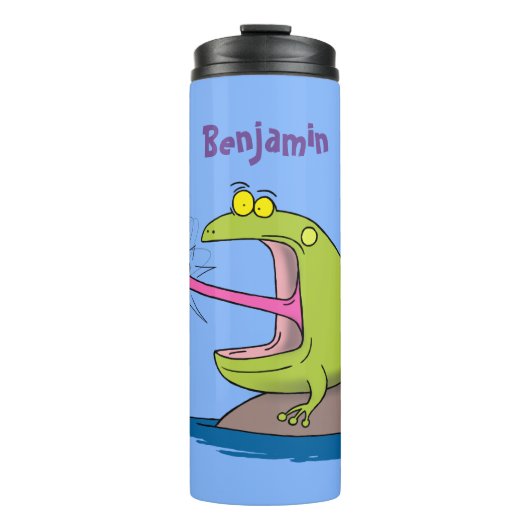 Funny Frosch und Fliege Cartoon Thermosbecher (Vorderseite)