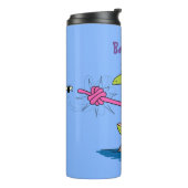 Funny Frosch und Fliege Cartoon Thermosbecher (Nach links gedreht)