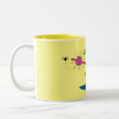 Funny Frosch und Fliege Cartoon Zweifarbige Tasse (Links)