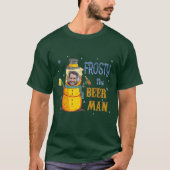 Funny Frosty Beer Man Custom Foto Ugge Weihnachten T-Shirt (Vorderseite)