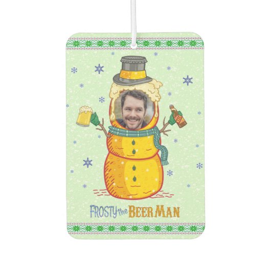 Funny Frosty Beer Man Spaß Custom Foto Weihnachten Autolufterfrischer (Vorderseite)