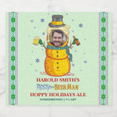 Funny Frosty Beer Man Spaß Custom Foto Weihnachten Bierflaschenetikett (Einzelnes Label)