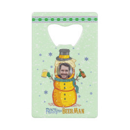 Funny Frosty Beer Man Spaß Custom Foto Weihnachten Geldbeutel Flaschenöffner