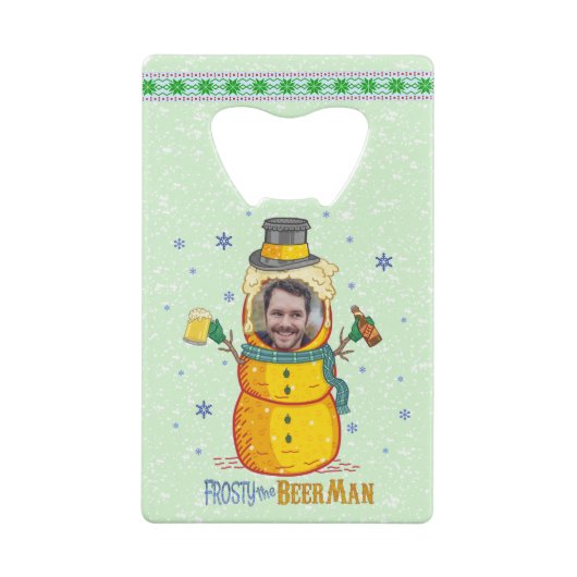 Funny Frosty Beer Man Spaß Custom Foto Weihnachten Geldbeutel Flaschenöffner (Rückseite)