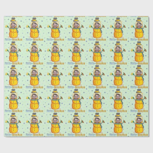 Funny Frosty Beer Man Spaß Custom Foto Weihnachten Geschenkpapier (Flach)