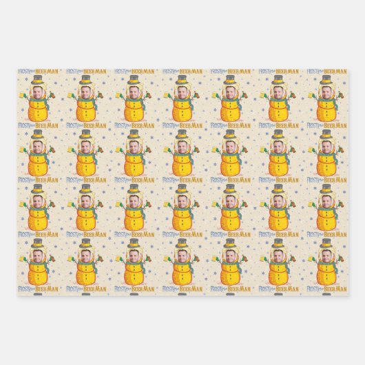 Funny Frosty Beer Man Spaß Custom Foto Weihnachten Geschenkpapier Set (Vorderseite 3)