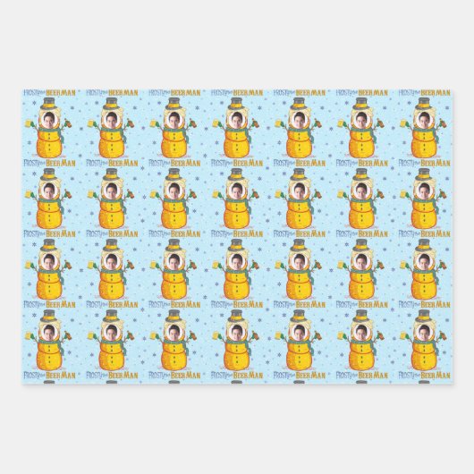 Funny Frosty Beer Man Spaß Custom Foto Weihnachten Geschenkpapier Set (Vorderseite 2)