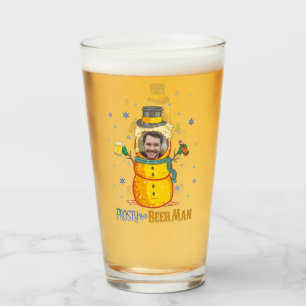 Funny Frosty Beer Man Spaß Custom Foto Weihnachten Glas
