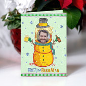 Funny Frosty Beer Man Spaß Custom Foto Weihnachten Karte