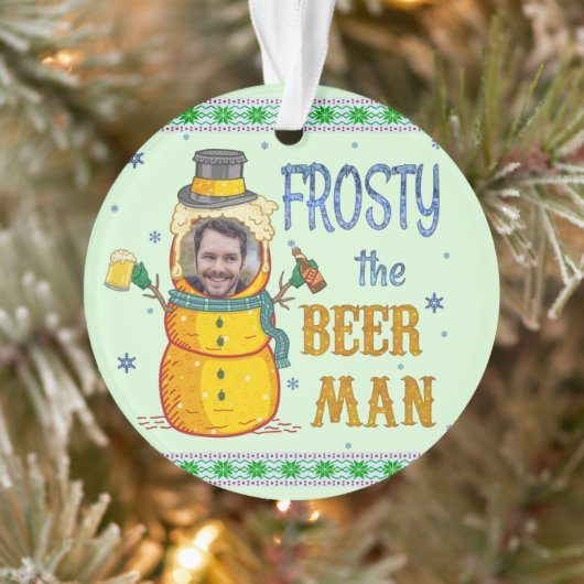Funny Frosty Beer Man Spaß Custom Foto Weihnachten Ornament (Baum)