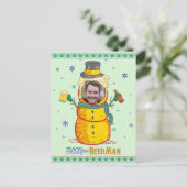Funny Frosty Beer Man Spaß Custom Foto Weihnachten Postkarte (Stehend Vorderseite)