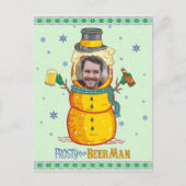 Funny Frosty Beer Man Spaß Custom Foto Weihnachten Postkarte (Vorderseite)