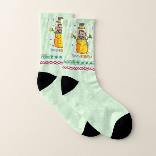 Funny Frosty Beer Man Spaß Custom Foto Weihnachten Socken (Paar)