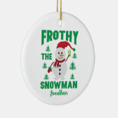 Funny Frothy the Snowman Personalisiert Keramik Ornament (Rechts)