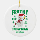 Funny Frothy the Snowman Personalisiert Keramik Ornament (Hinten)