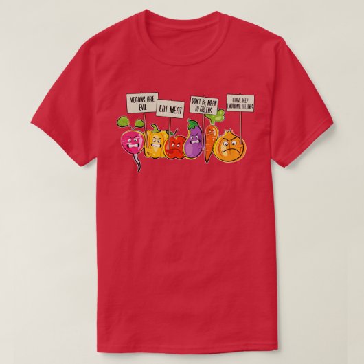 Funny Frucht Gemüse protestiert gegen Veganer T-Shirt (Design vorne)
