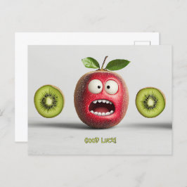 Funny Fruit Face Viel Glück Postkarte