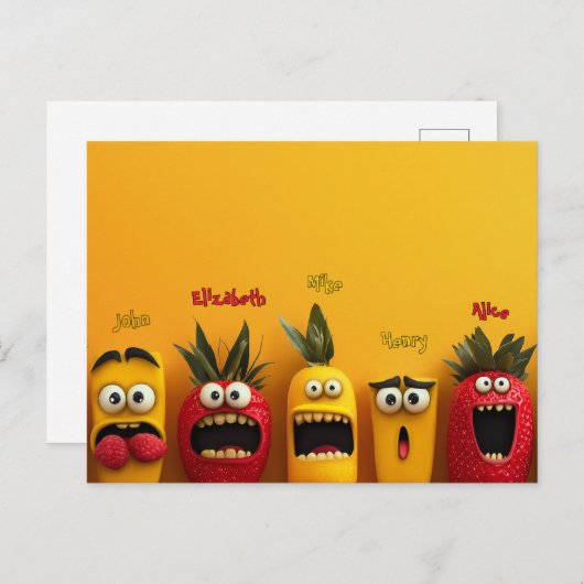 Funny Fruit Faces Postkarte (Vorne/Hinten)