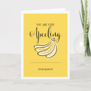 Funny Fruit Pun Apeeling Banana Valentine Card Feiertagskarte
