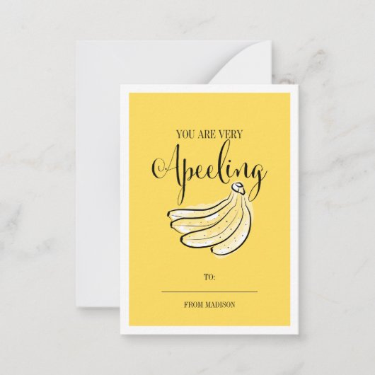 Funny Fruit Pun Banana Classroom Valentine Card Mitteilungskarte (Vorderseite)