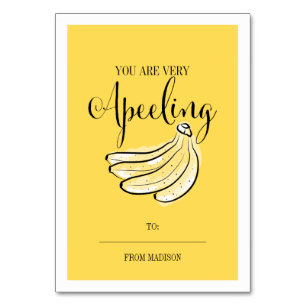 Funny Fruit Pun Banana Classroom Valentine Card Tischnummer