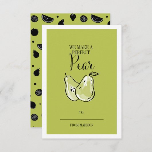 Funny Fruit Pun Birne Klassenzimmer Valentine Card Einladung (Vorne/Hinten)