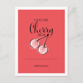 Funny Fruit Pun Cherry Valentine Postkarte