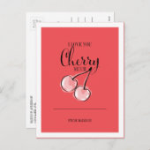 Funny Fruit Pun Cherry Valentine Postkarte (Vorne/Hinten)