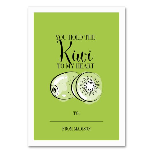 Funny Fruit Pun Kiwi Klassenzimmer Valentine Card Tischnummer (Vorderseite)