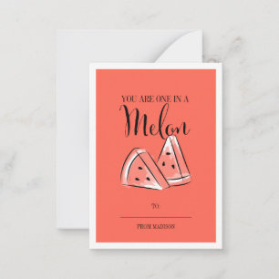 Funny Fruit Pun Melon Classroom Valentine Card Mitteilungskarte